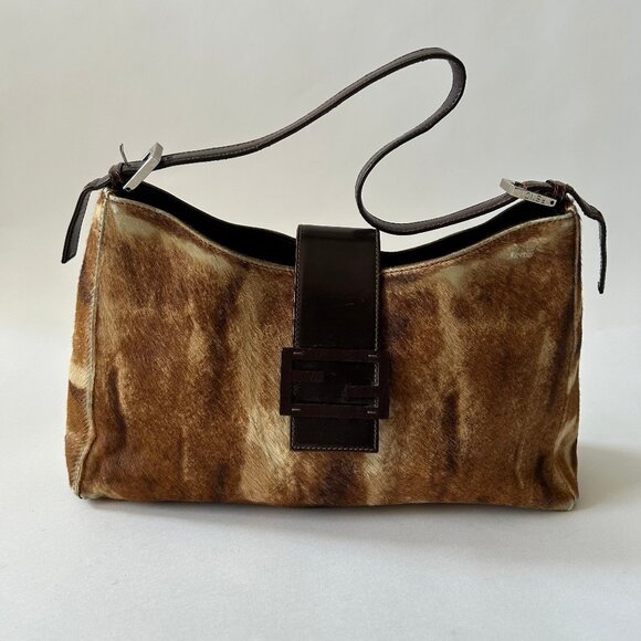 FENDI PONY HAIR BAGUETTE FLAP BAG - Picture 1 of 15